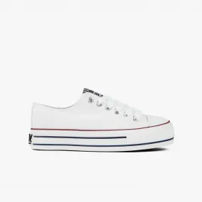 Girl's White Platform Canvas Sneakers