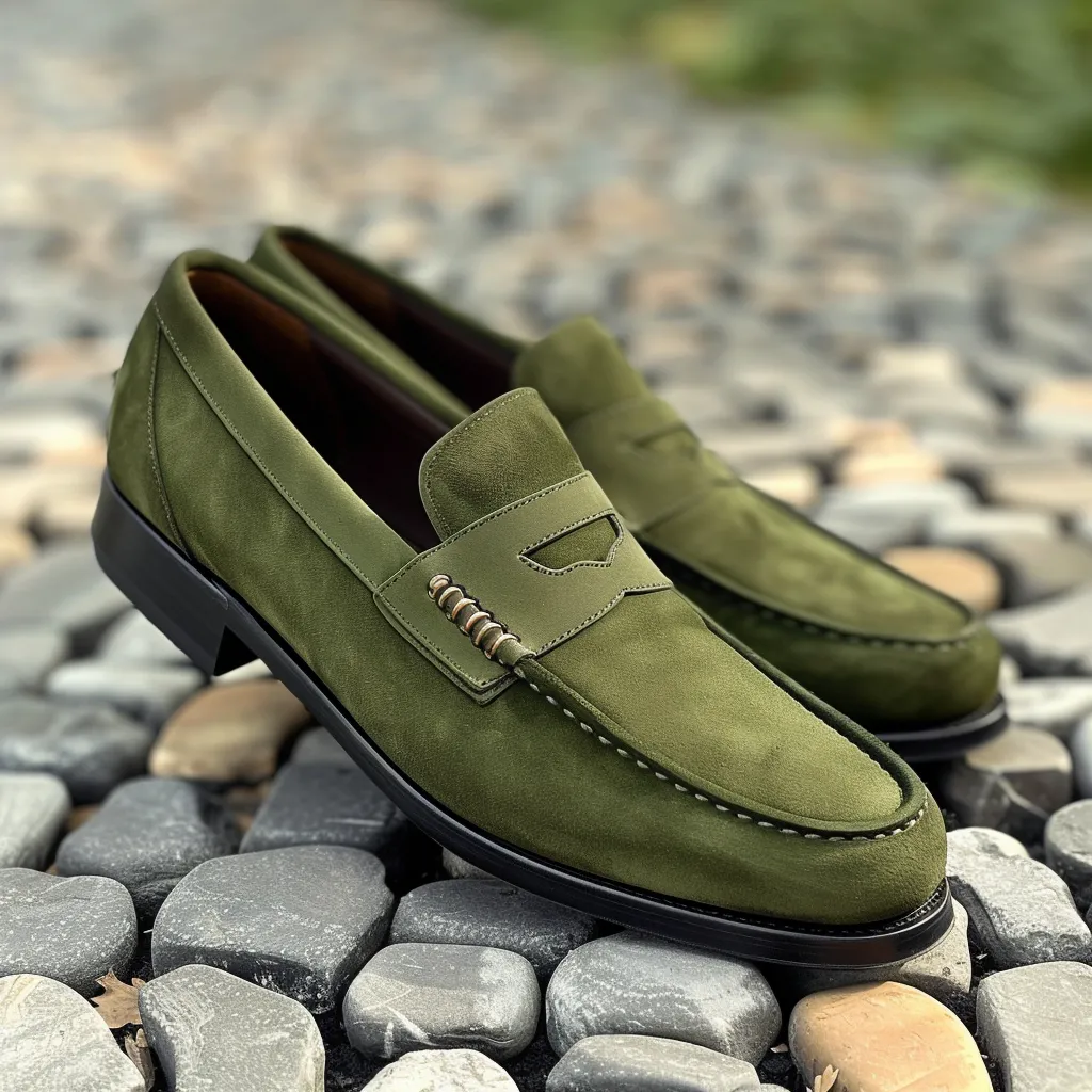 Green Suede Aurelio Loafers