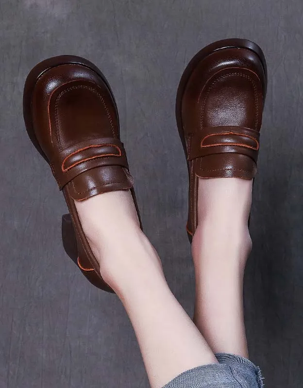 Handmade Comfortable Chunky Heels Loafers