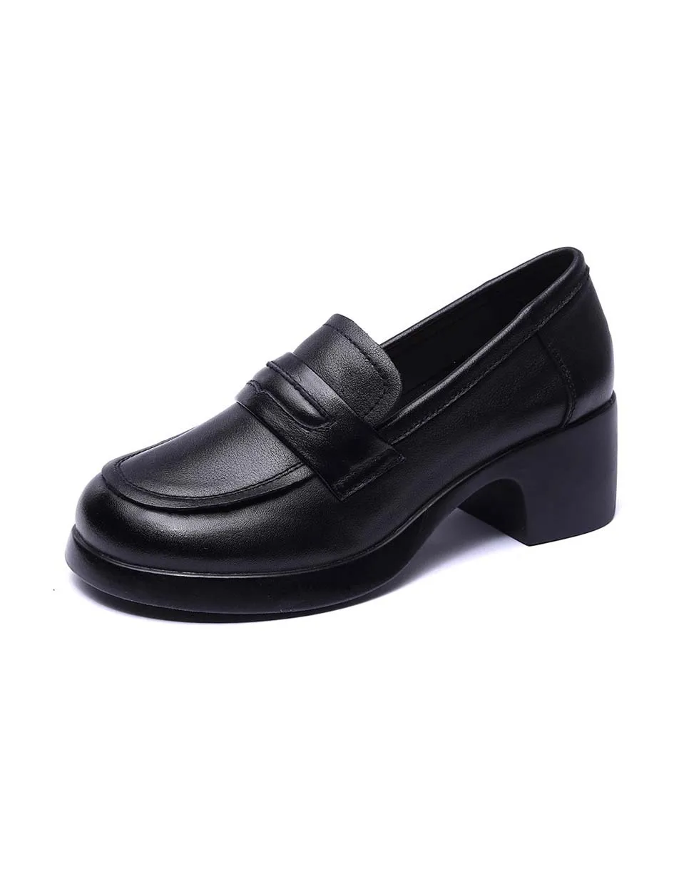 Handmade Comfortable Chunky Heels Loafers