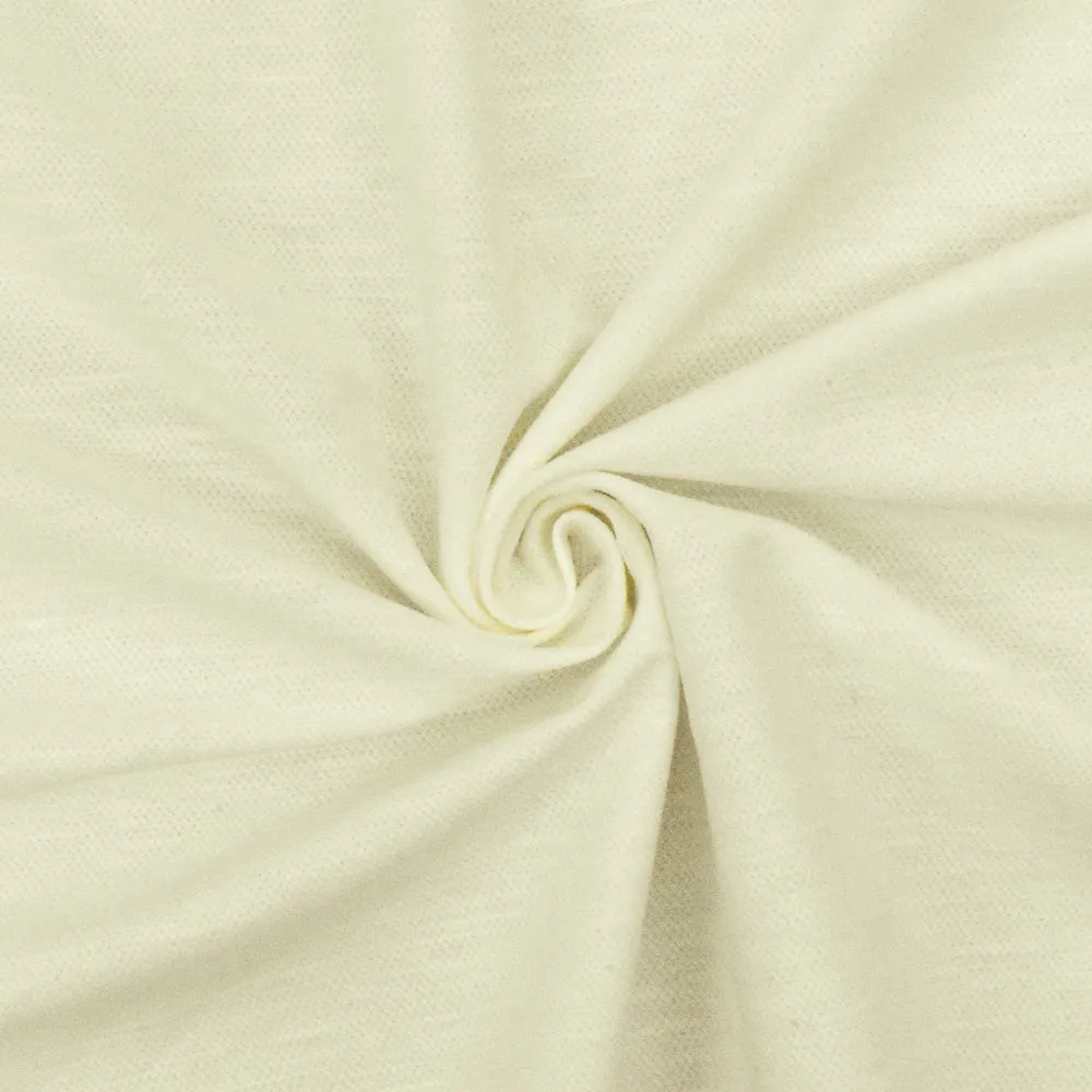Ivory Texture Polyester Cotton Pique Knit Fabric