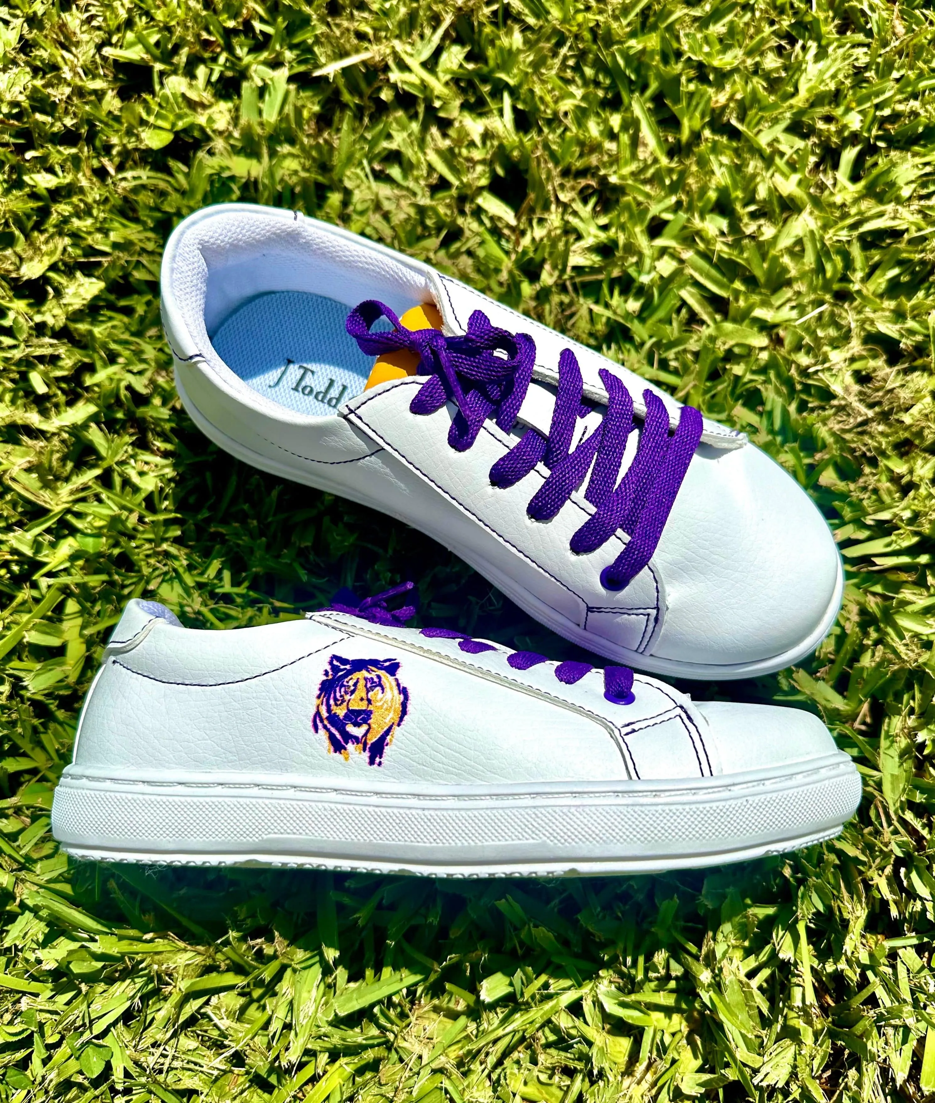 Kids' Purple & Gold Tiger Sneakers
