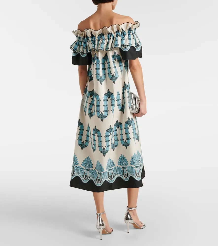 La DoubleJ Breakfast printed cotton poplin midi dress