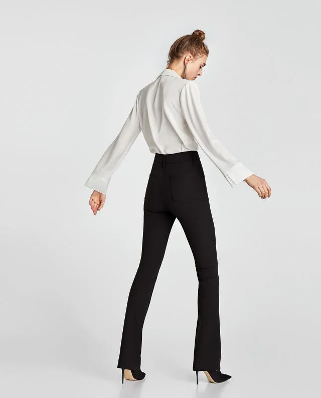 Long Sleeve Sexy Deep V-neck Solid Color Tops