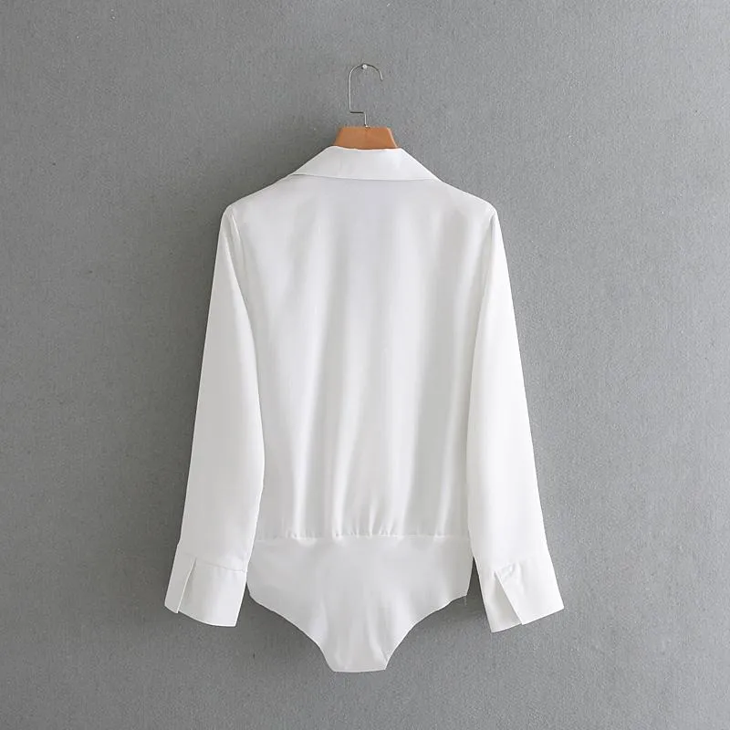 Long Sleeve Sexy Deep V-neck Solid Color Tops