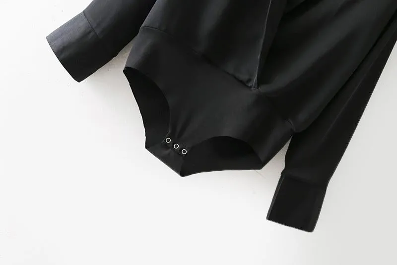 Long Sleeve Sexy Deep V-neck Solid Color Tops