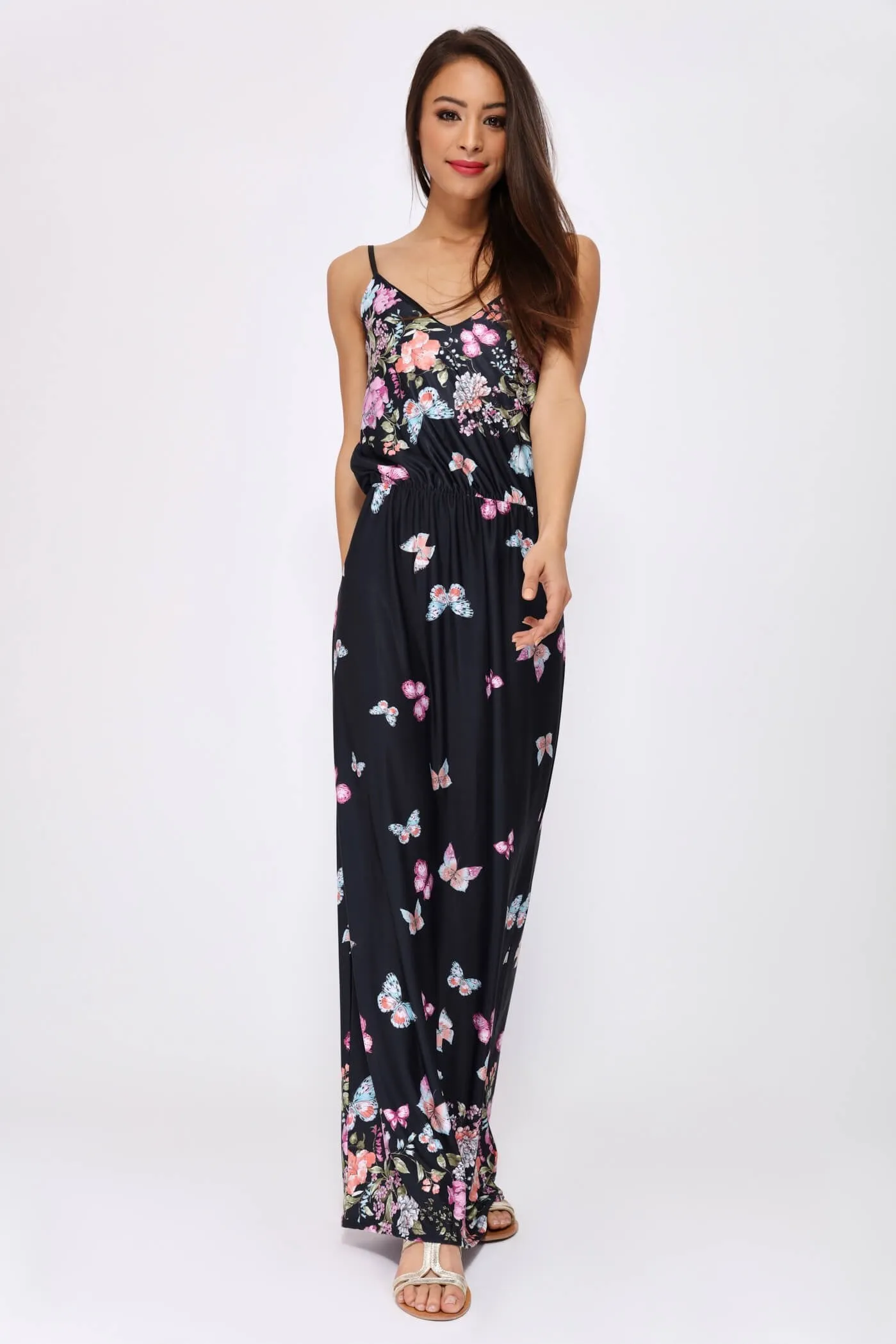 Multi Floral Print Maxi Dress