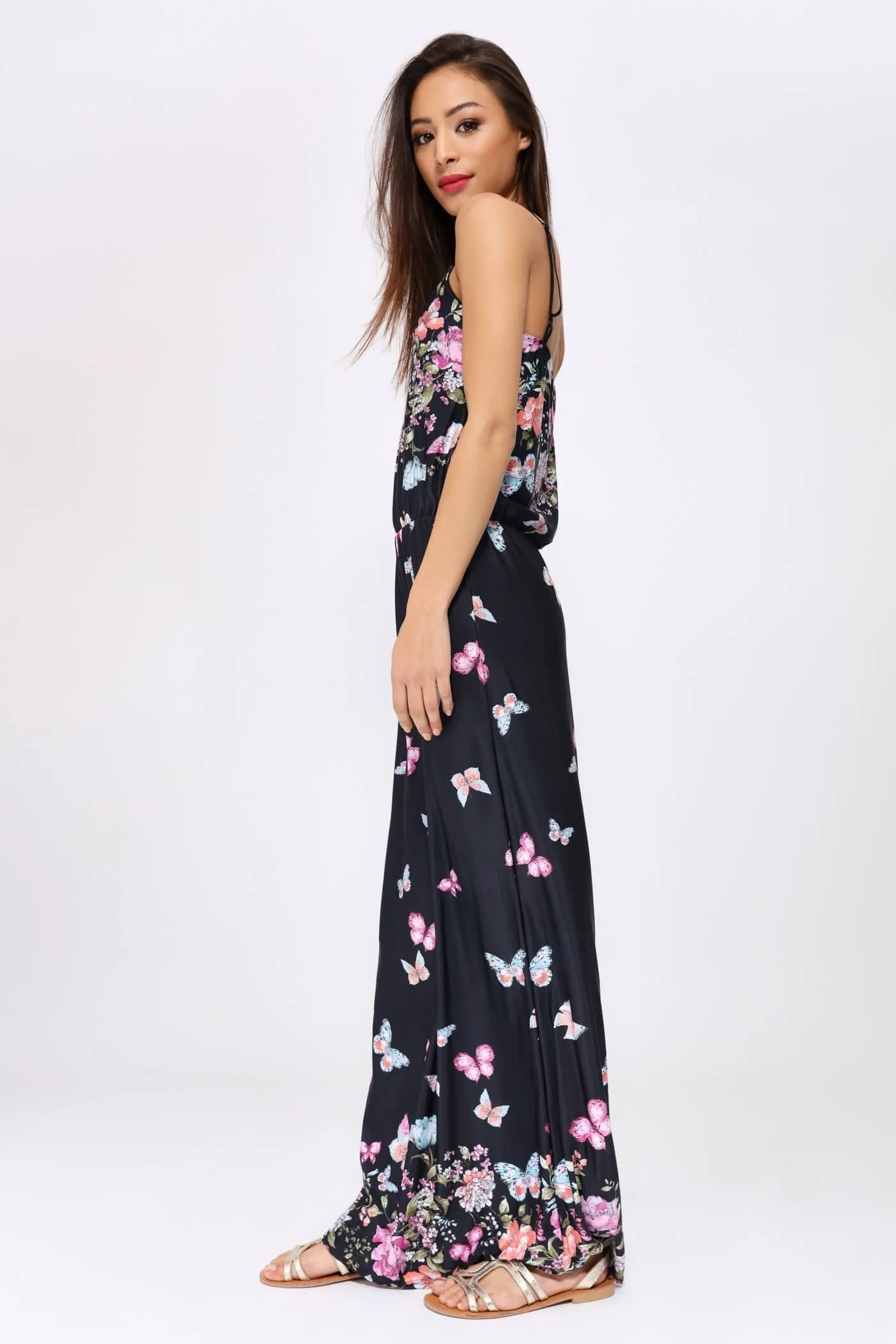 Multi Floral Print Maxi Dress