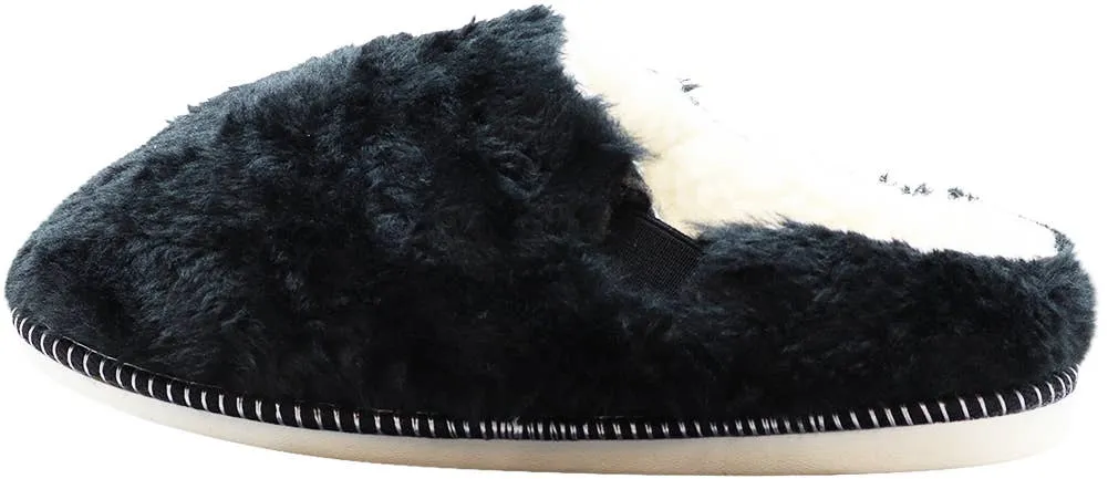 NORTY Womens S-L Black Fuzzy Slippers 15451