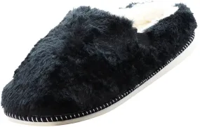 NORTY Womens S-L Black Fuzzy Slippers 15451