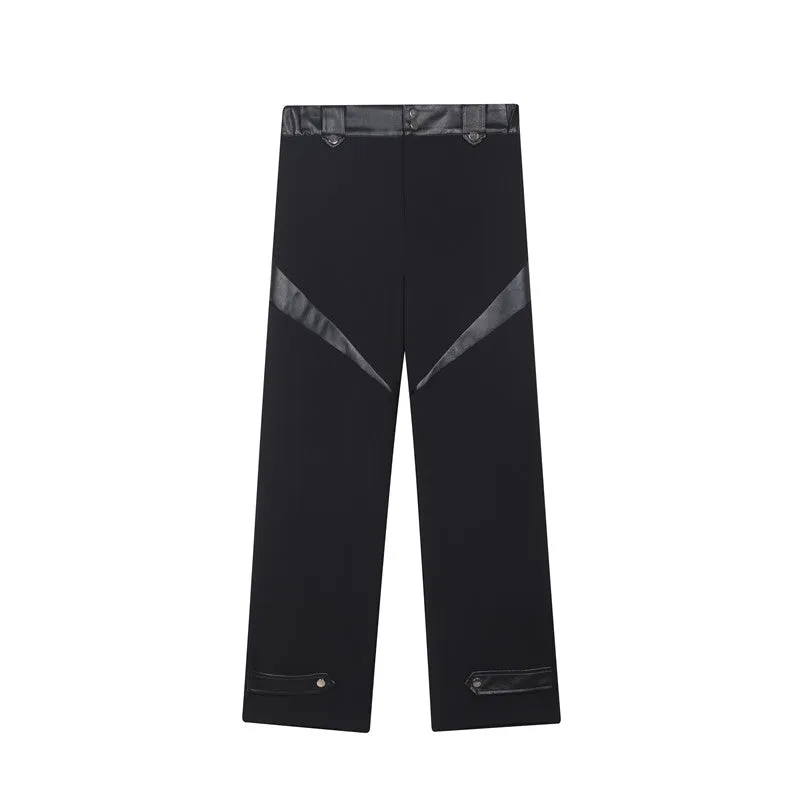 Paneled Contrast Casual Straight Pants