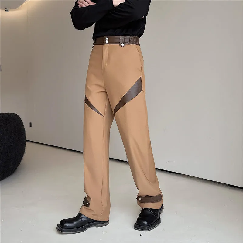 Paneled Contrast Casual Straight Pants