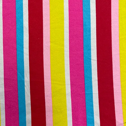 Red Multi Print Stripe Double Brushed Knit Fabric