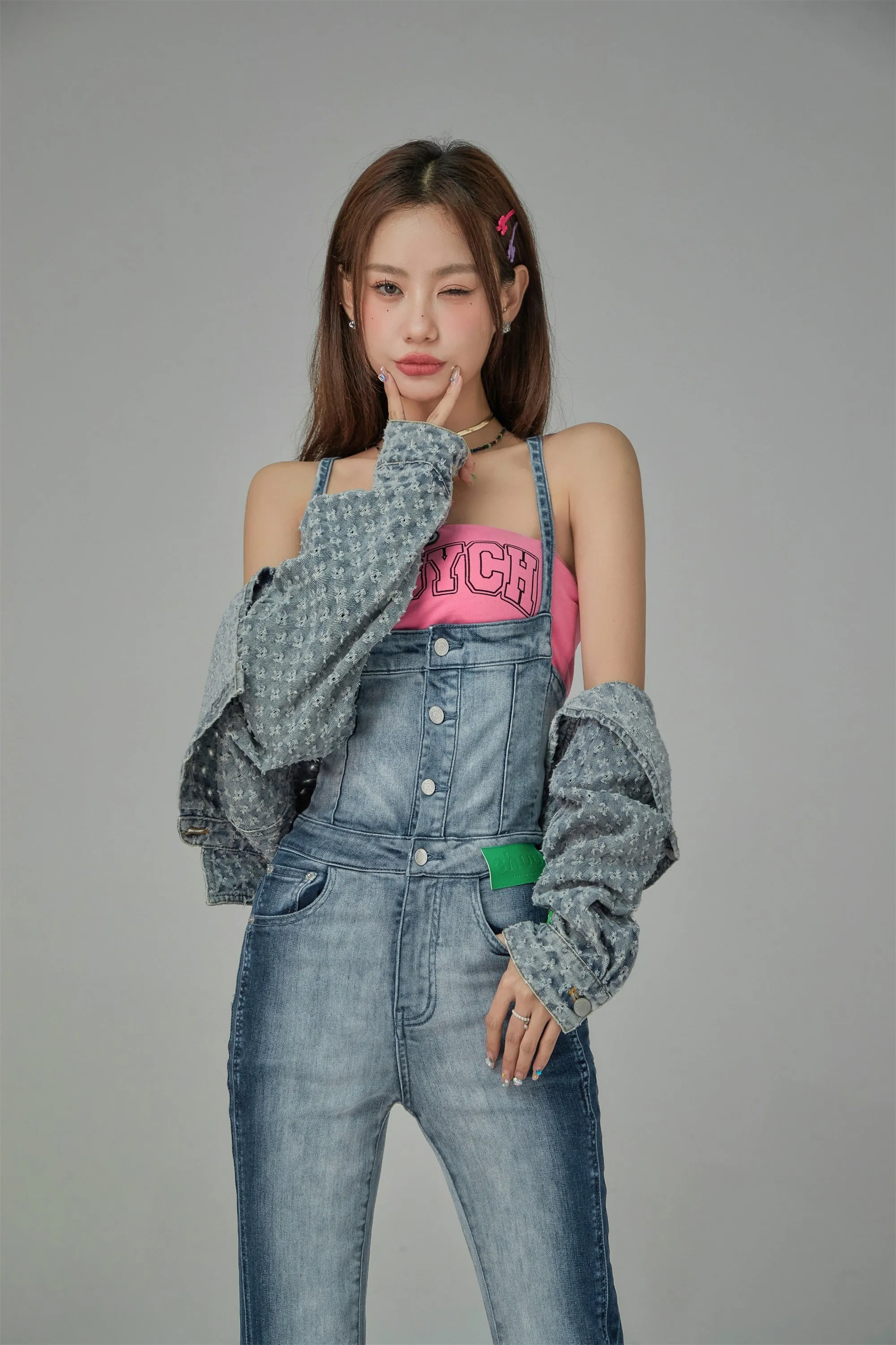 Shading Denim Jumpsuit