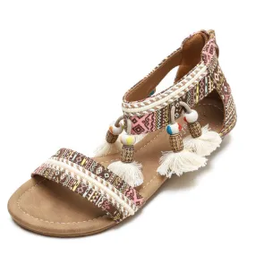 SIKETU | Flat Bohemian Ankle Strap Tassels Sandals