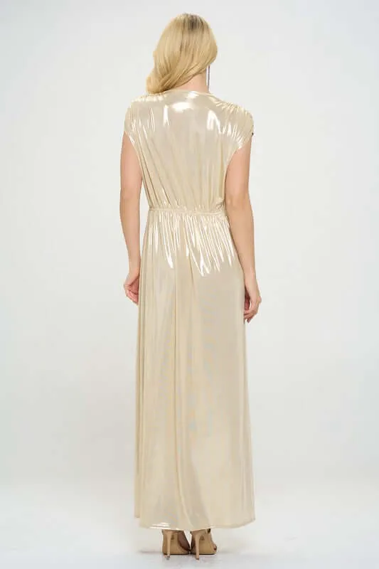 Sleeveless Metallic Maxi Dress