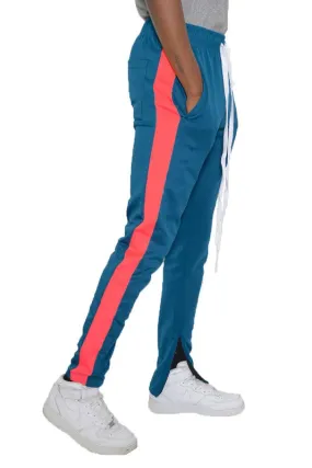 Slim Fit Single Stripe Track Pants (Blue Orange)