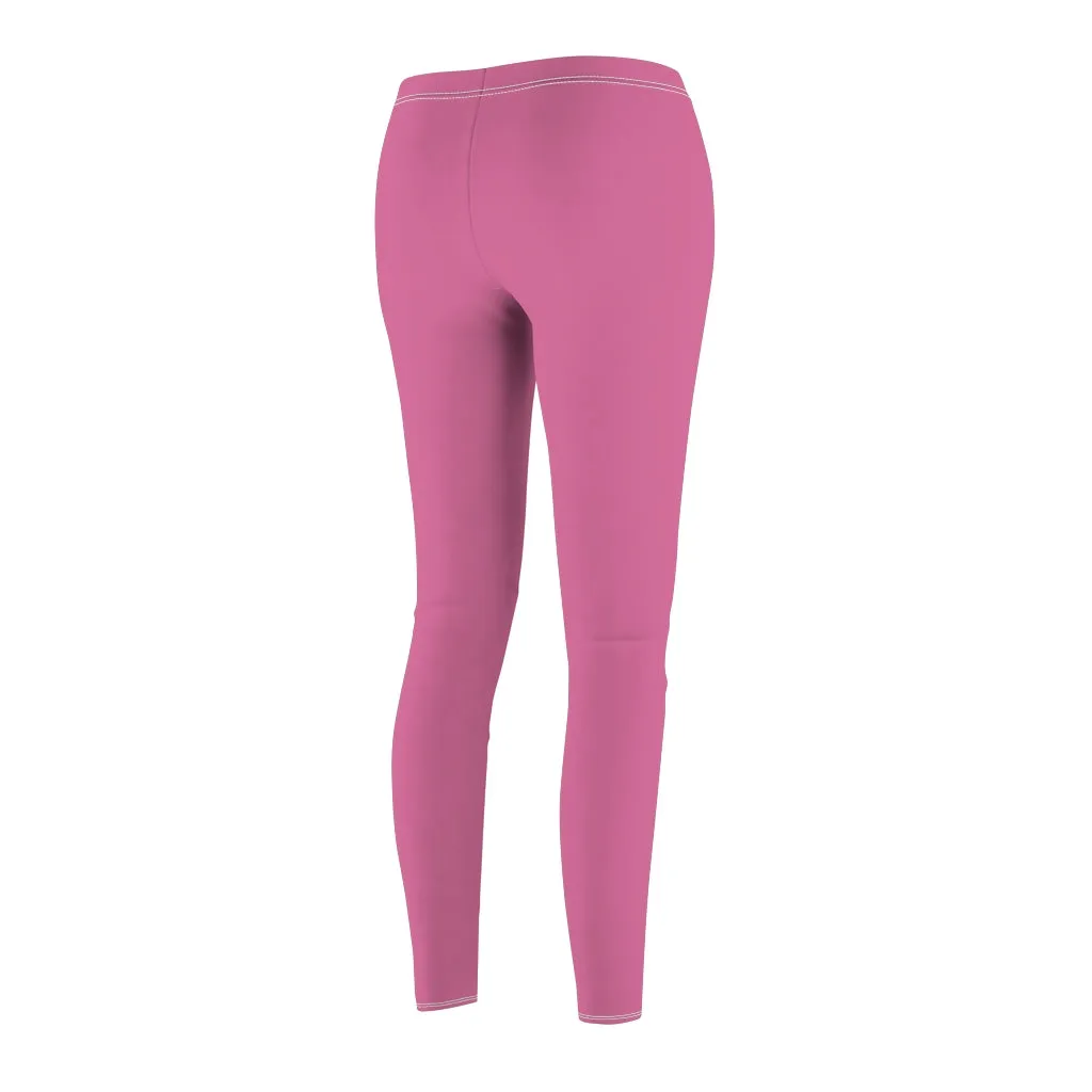 Solid Hot Pink Casual Leggings