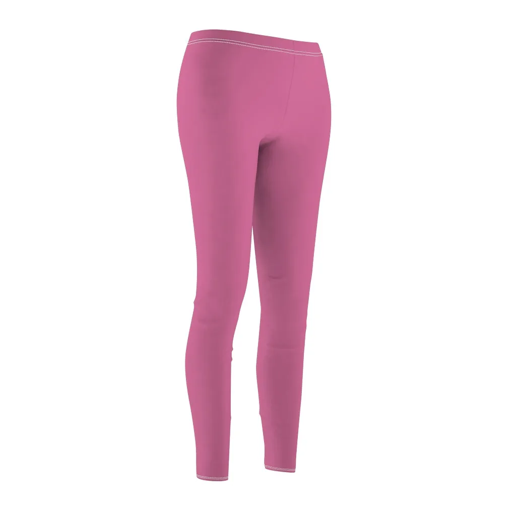 Solid Hot Pink Casual Leggings