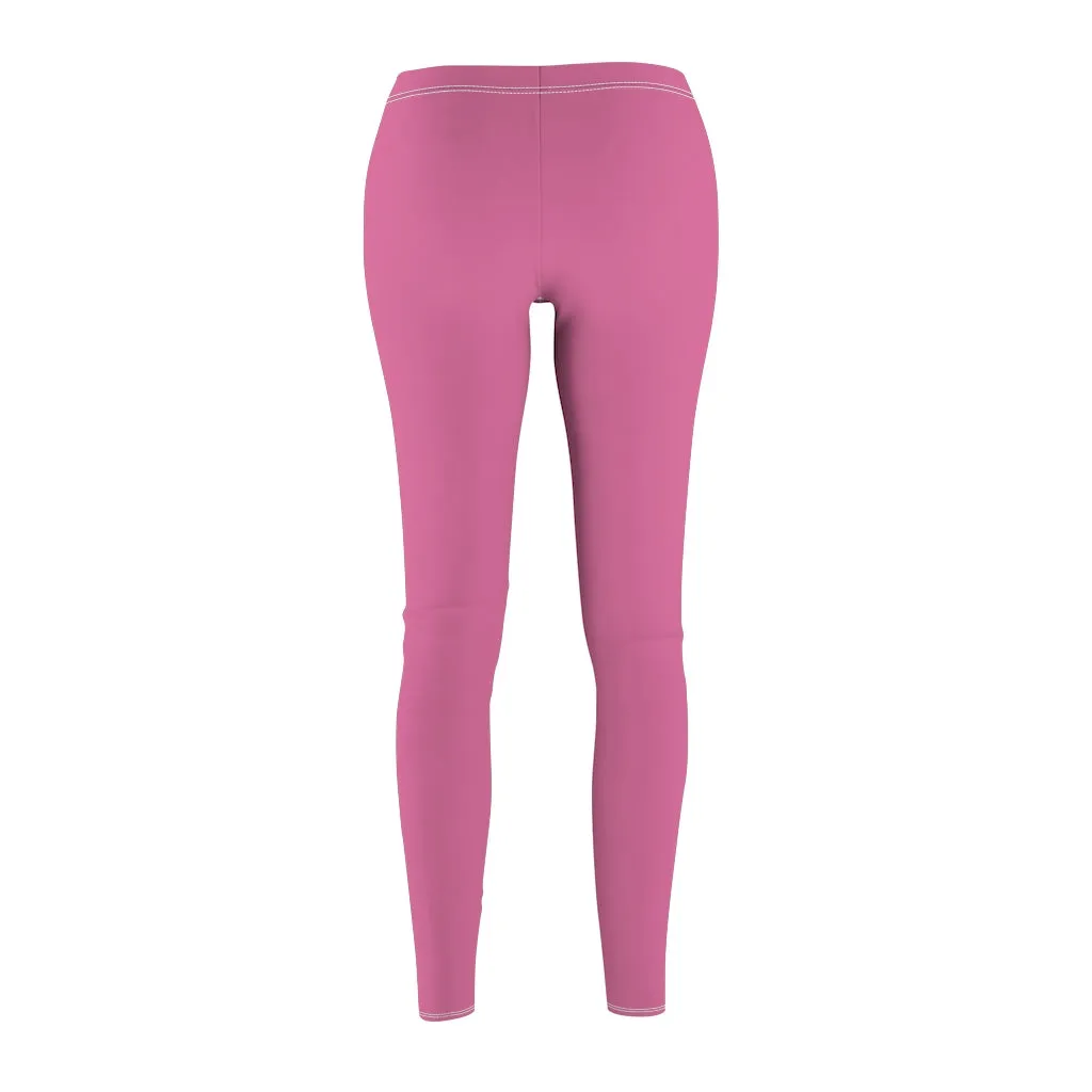 Solid Hot Pink Casual Leggings