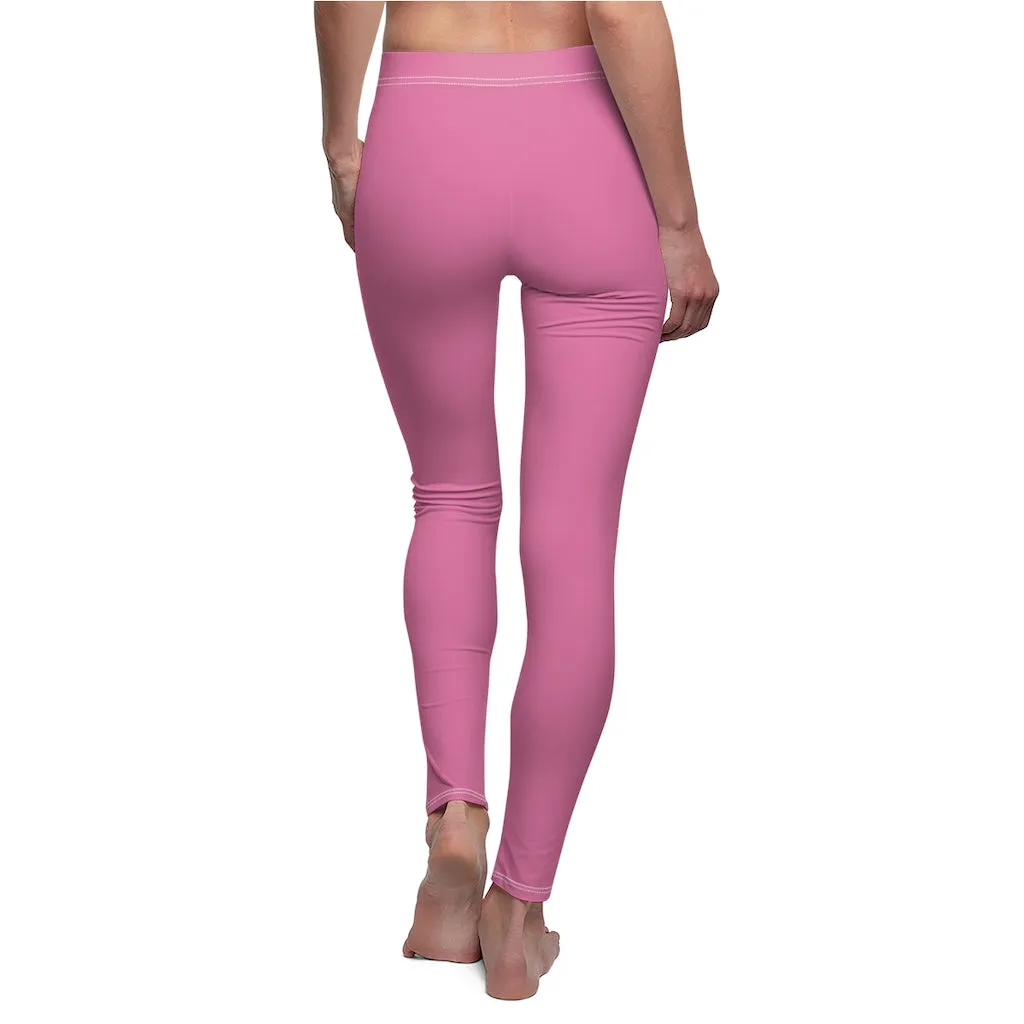 Solid Hot Pink Casual Leggings