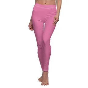 Solid Hot Pink Casual Leggings