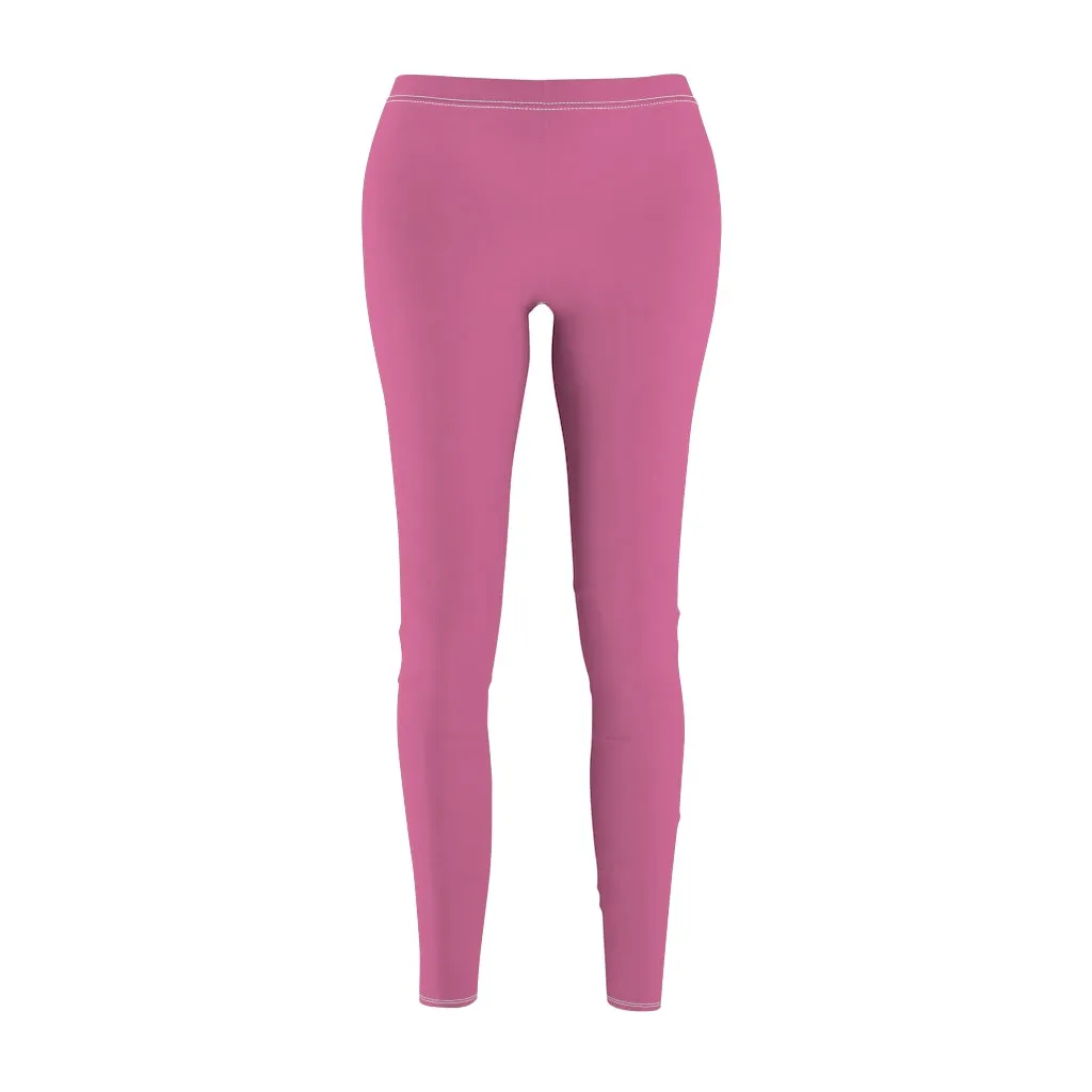 Solid Hot Pink Casual Leggings