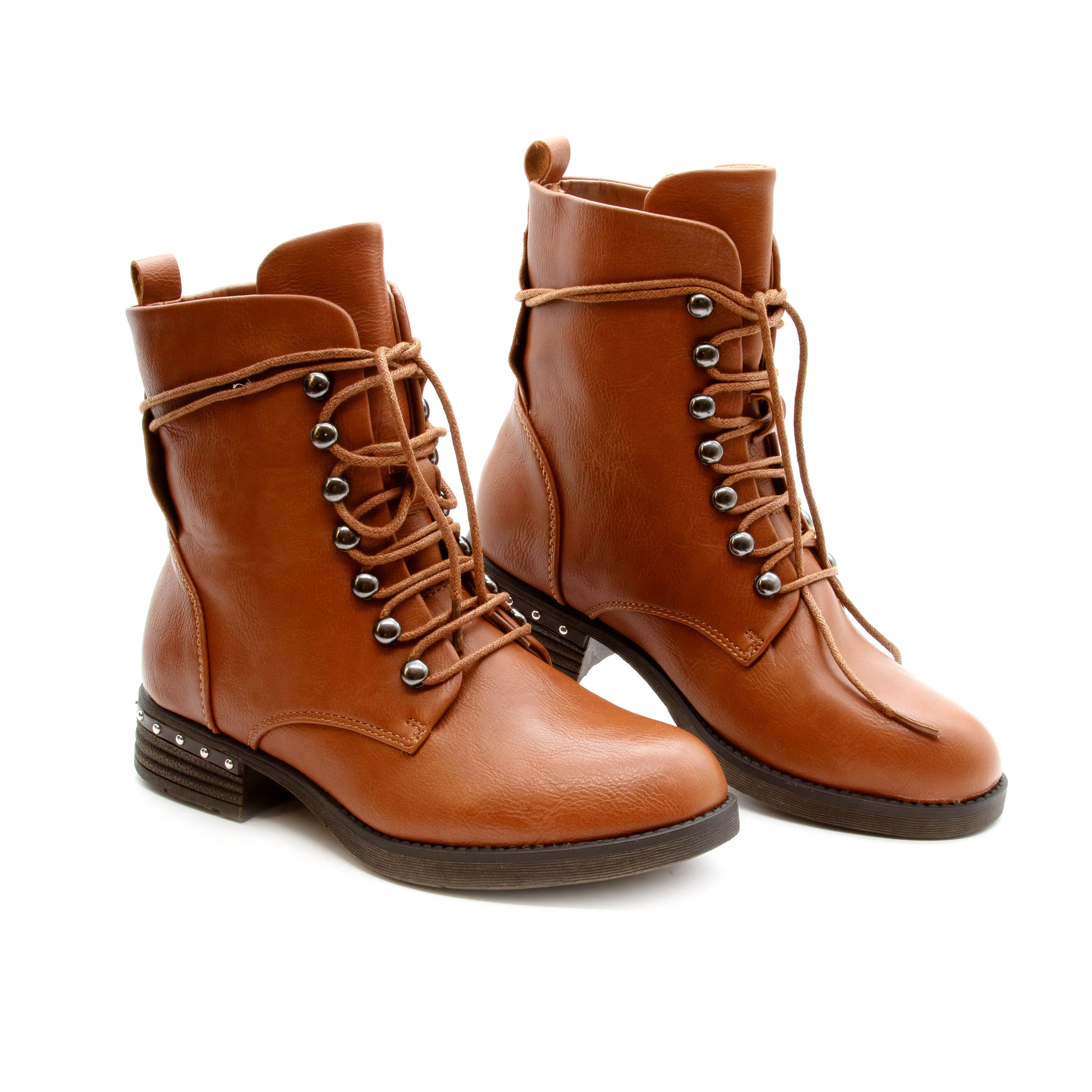 Super Casual boots Trappers Made of Eco Leather brown.