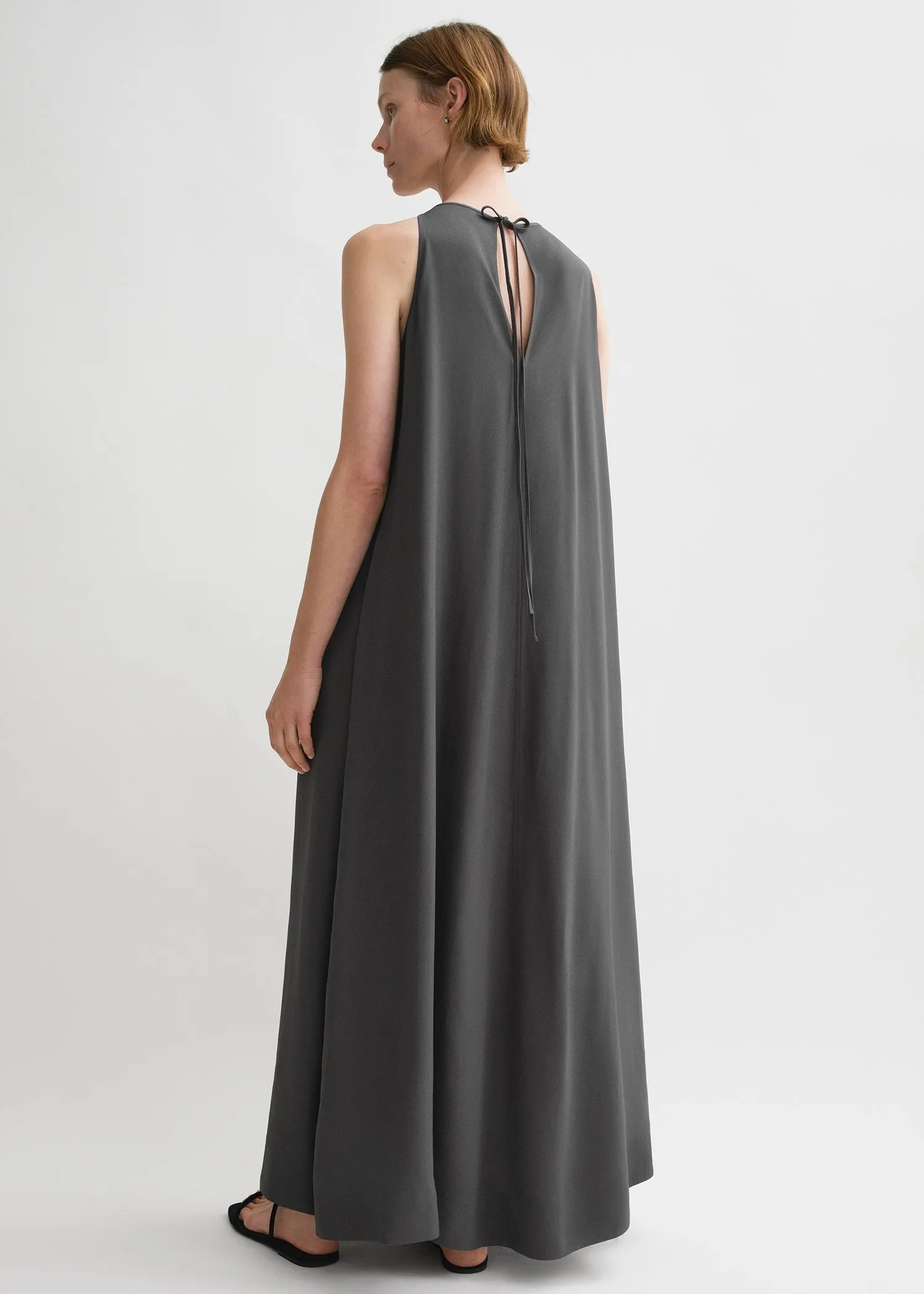T-strap crepe-back satin dress lead