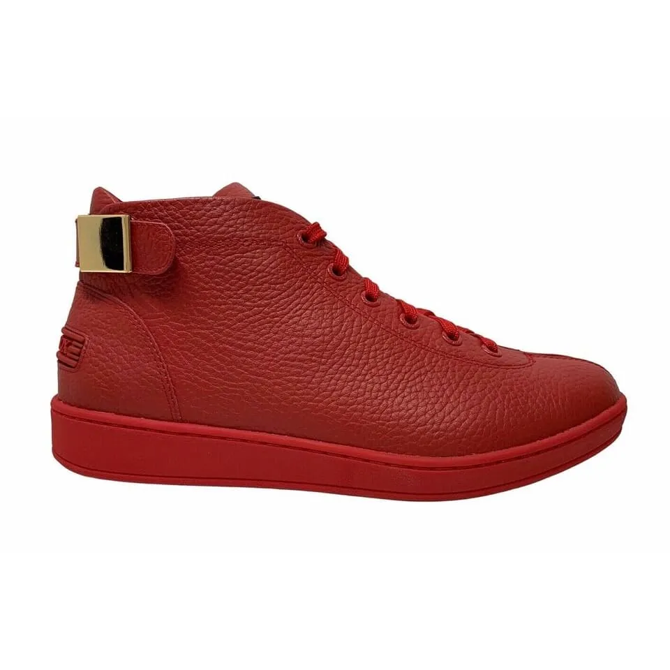 Travel Fox Men's Red Nappa Leather Mid Top Sneakers 915601 04