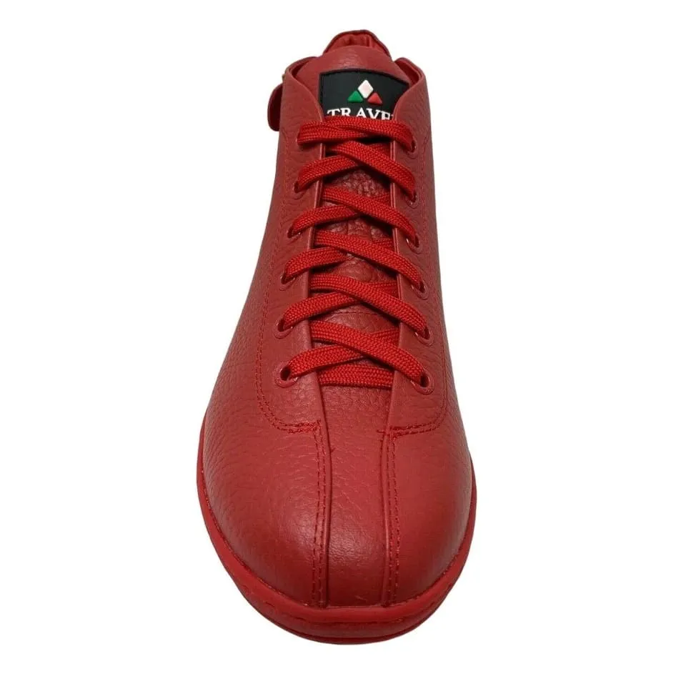 Travel Fox Men's Red Nappa Leather Mid Top Sneakers 915601 04