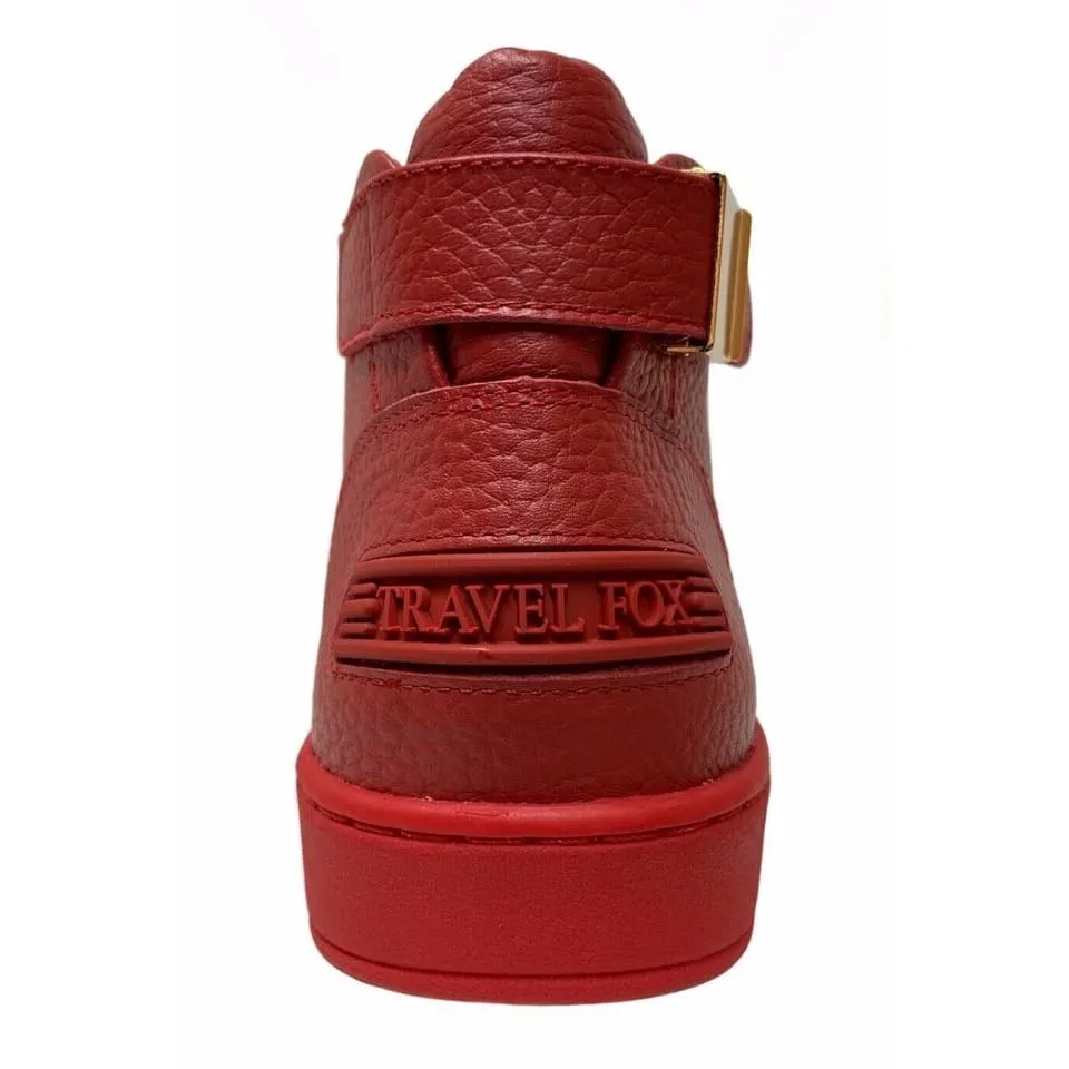 Travel Fox Men's Red Nappa Leather Mid Top Sneakers 915601 04