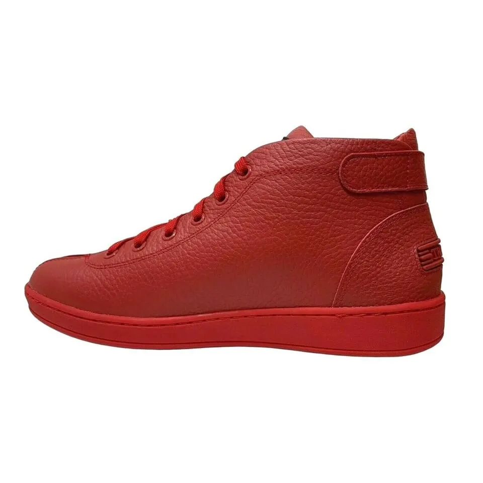 Travel Fox Men's Red Nappa Leather Mid Top Sneakers 915601 04