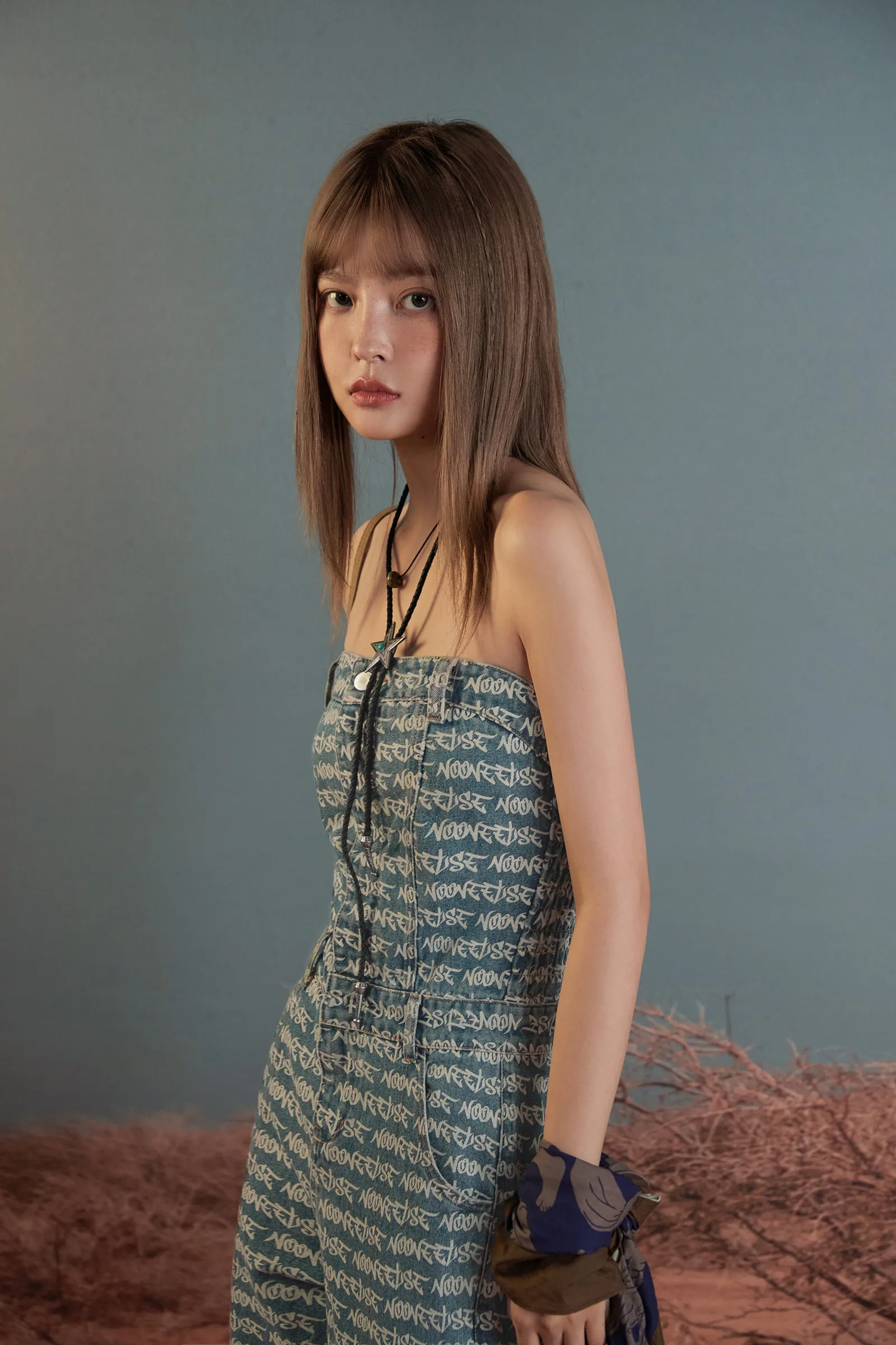 Vintage Tube Top Denim Jumpsuit