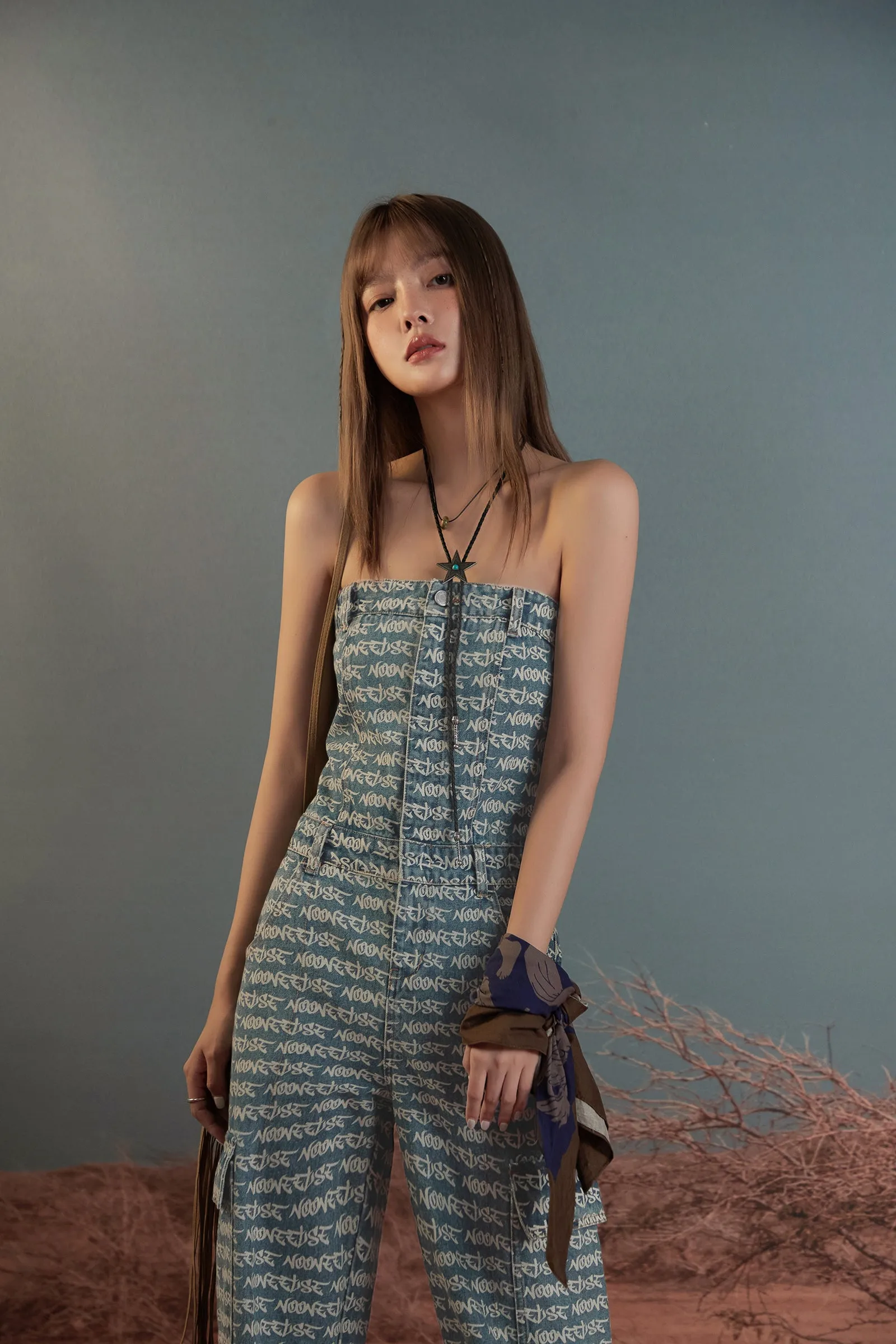 Vintage Tube Top Denim Jumpsuit