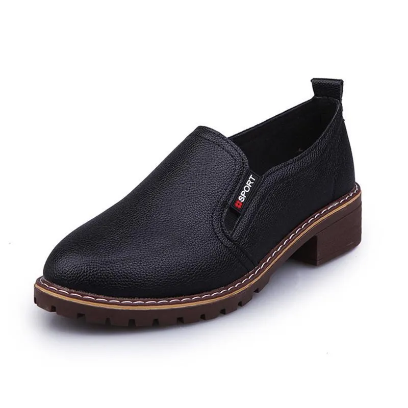 Women Flats Fashion  Casual Leather Shoes Ladies Comfortable Solid Round Toe Women Loafers