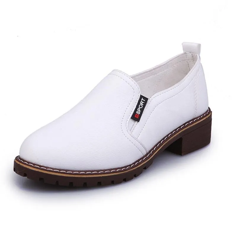 Women Flats Fashion  Casual Leather Shoes Ladies Comfortable Solid Round Toe Women Loafers