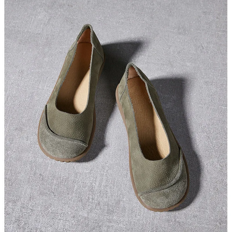 Women's Leather Patchwork Simple Design Style Comfortable Flat Shoes