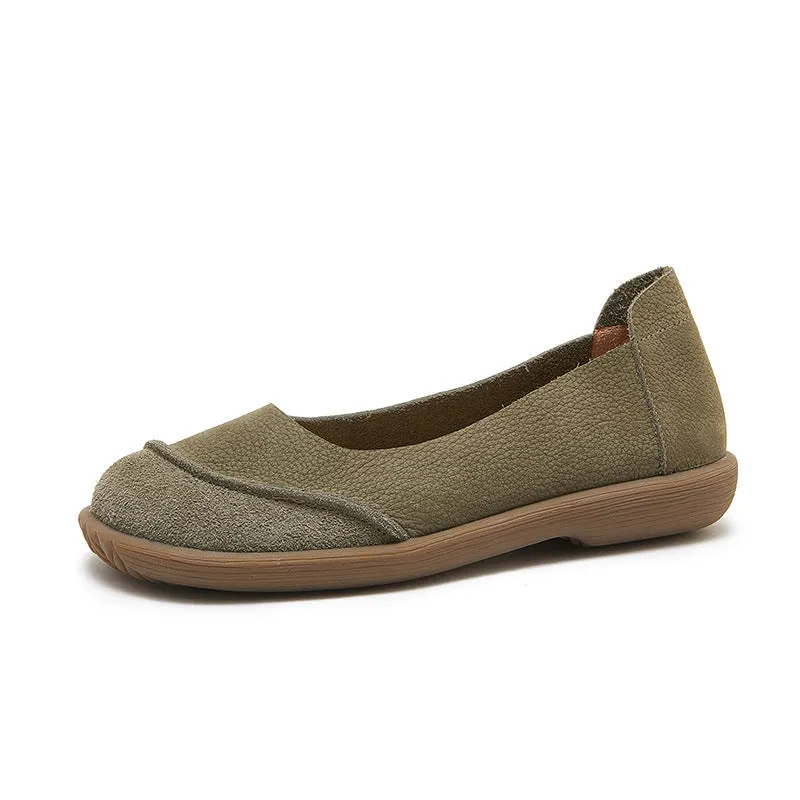 Women's Leather Patchwork Simple Design Style Comfortable Flat Shoes