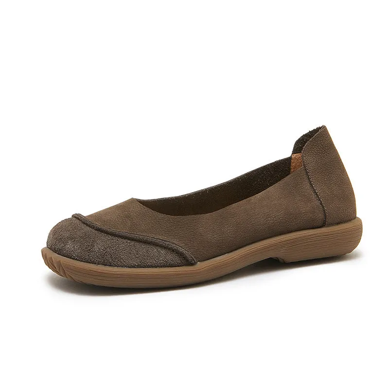 Women's Leather Patchwork Simple Design Style Comfortable Flat Shoes