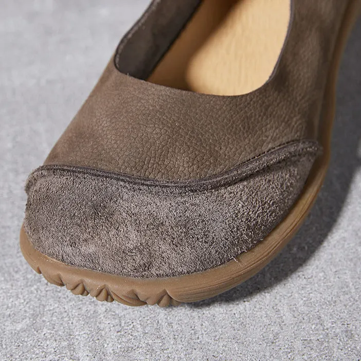Women's Leather Patchwork Simple Design Style Comfortable Flat Shoes