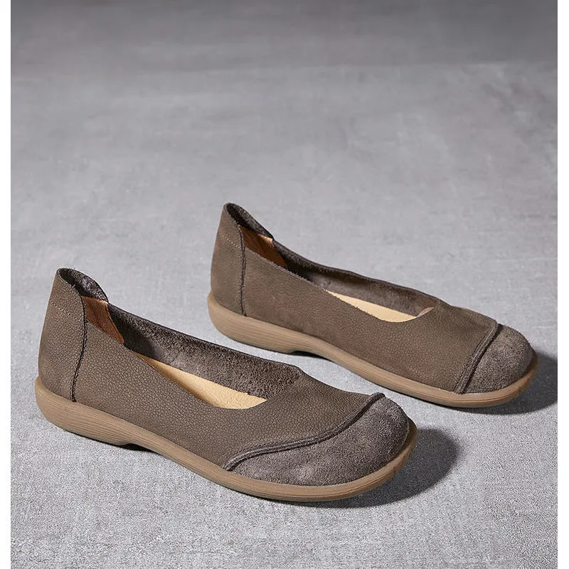 Women's Leather Patchwork Simple Design Style Comfortable Flat Shoes