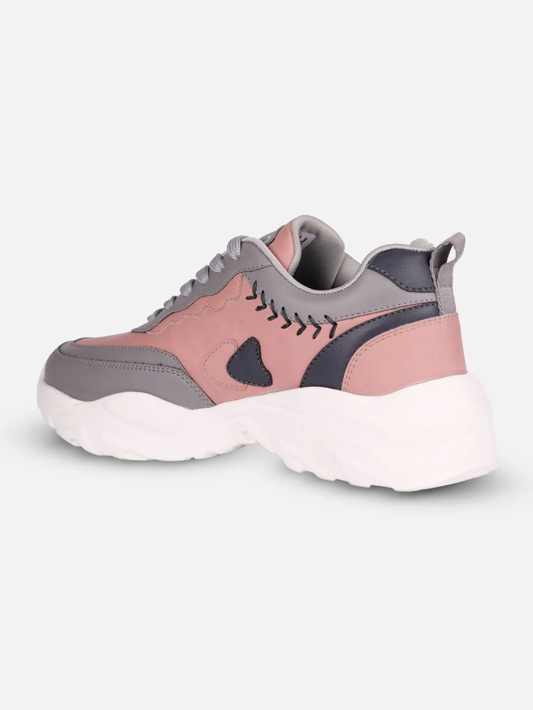 Women's Pink/Grey All Seasons Wearing Sneakers (IU1002)