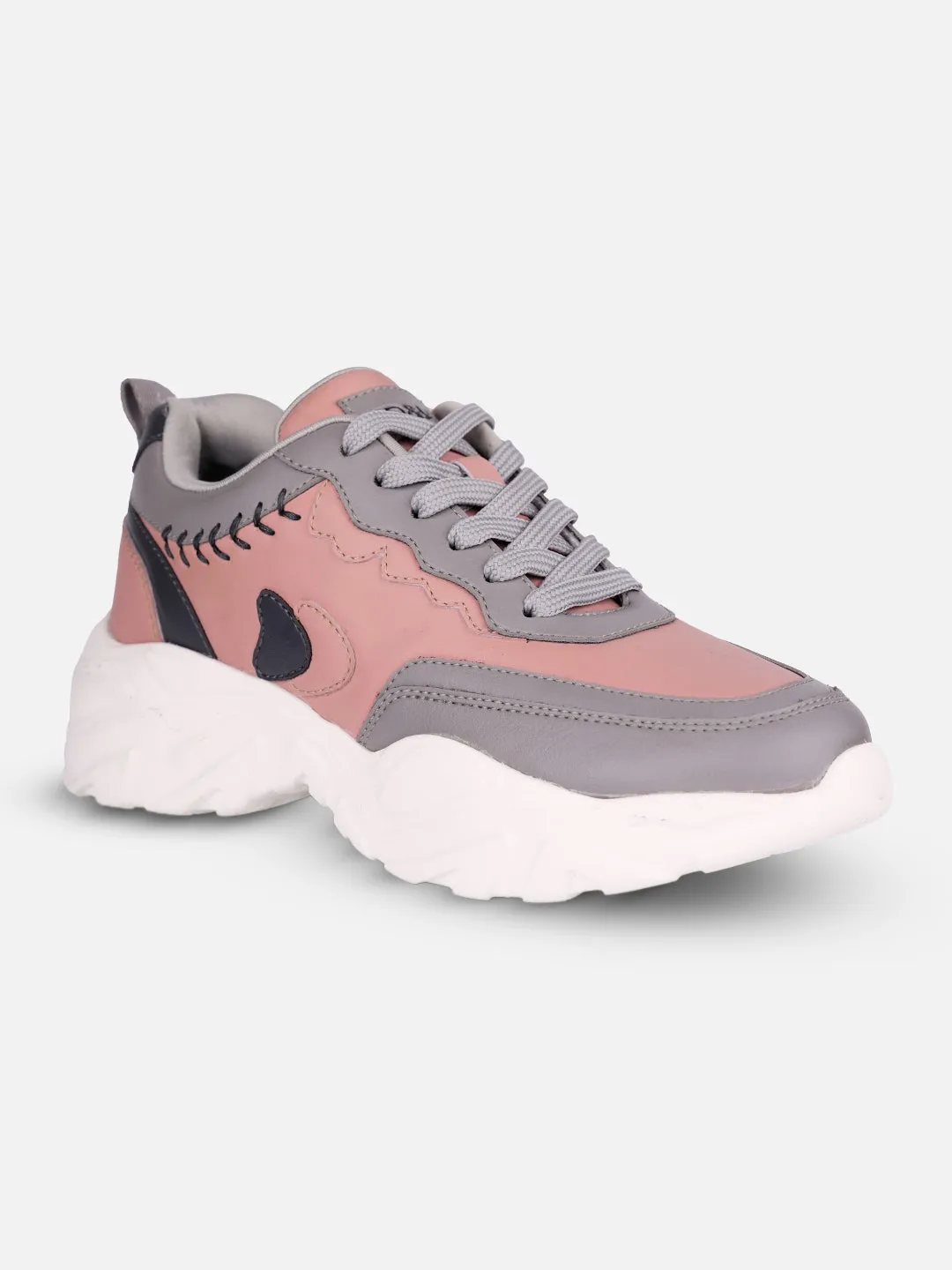 Women's Pink/Grey All Seasons Wearing Sneakers (IU1002)