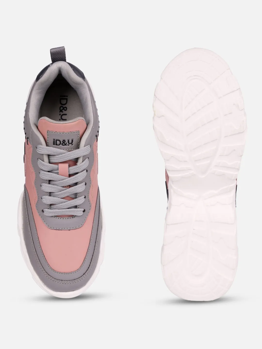 Women's Pink/Grey All Seasons Wearing Sneakers (IU1002)